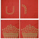 Coral Red Bridal Aariwork Blouse