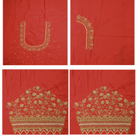 Coral Red Bridal Aariwork Blouse