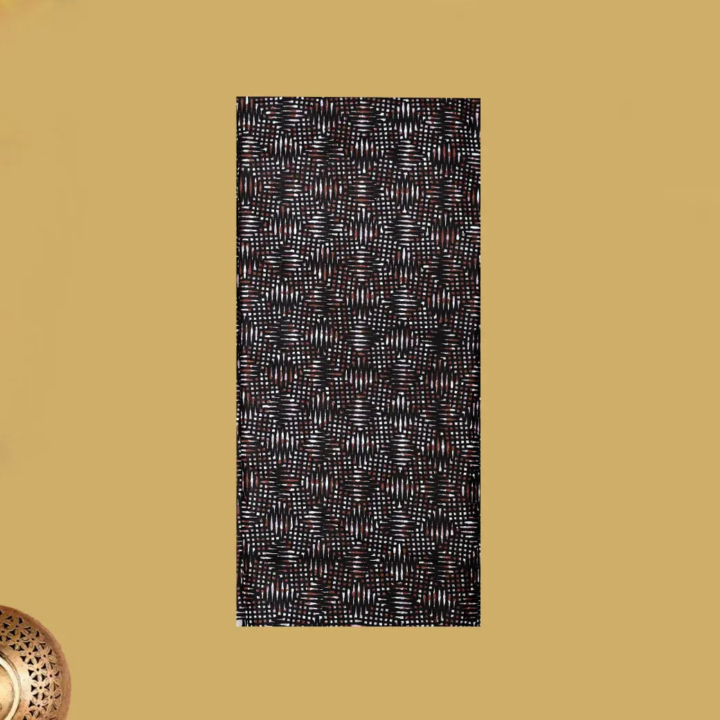 Black with Brown and White flower design Cotton Printed Lungi