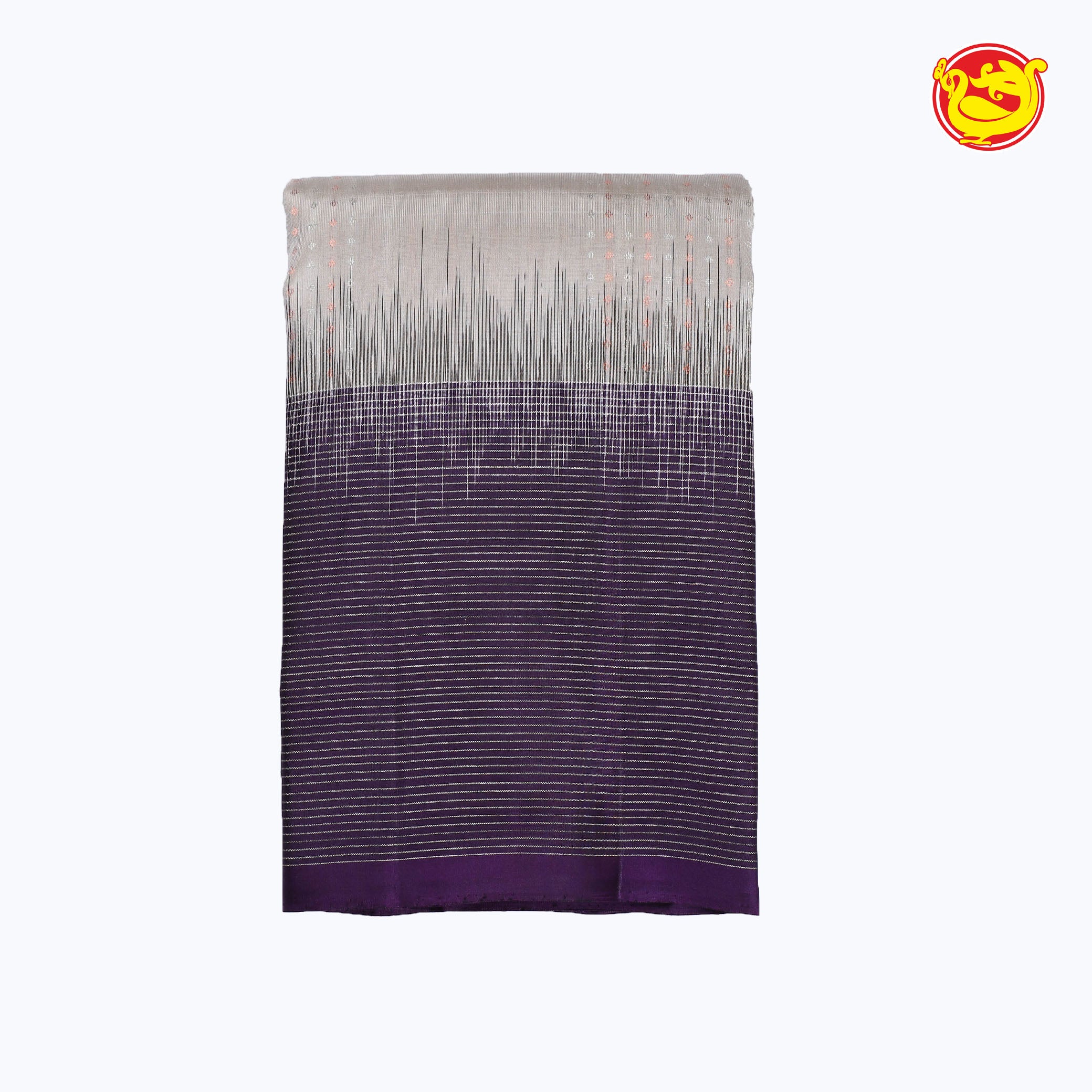 Grey with dark purple soft silk saree