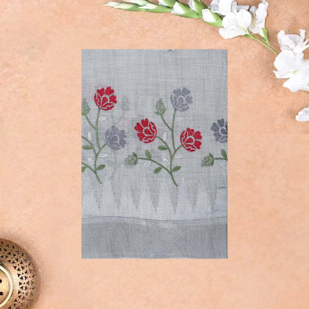 Grey Color Linen Cotton Saree