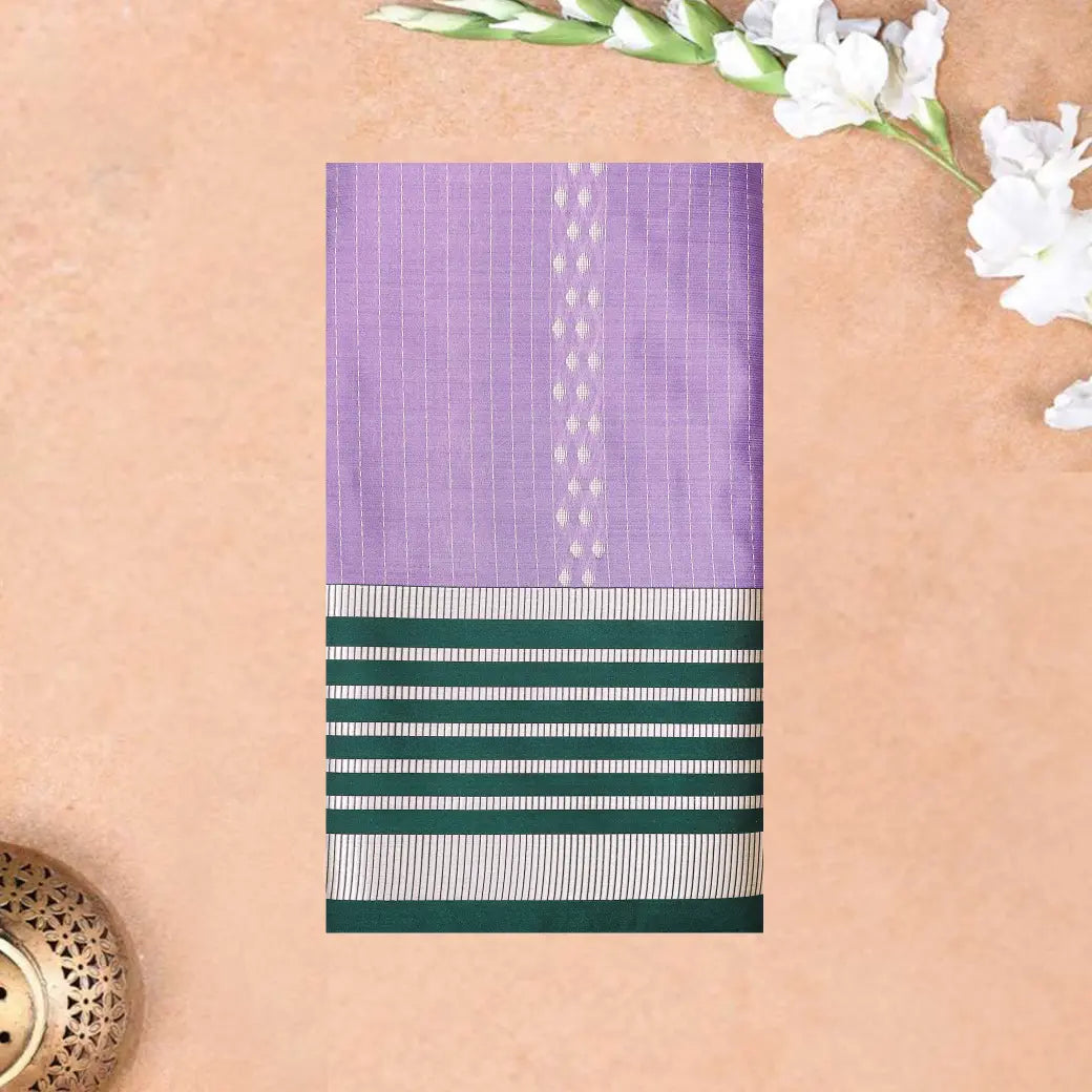 lavender with green Soft Silk Saree
