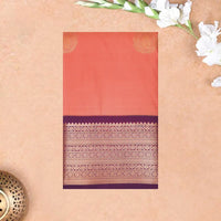 peach purple or wine-colored border and pallu Soft Silk Saree