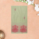 Olive  Green With Red Pure Chettinad Cotton  Saree without Blouse