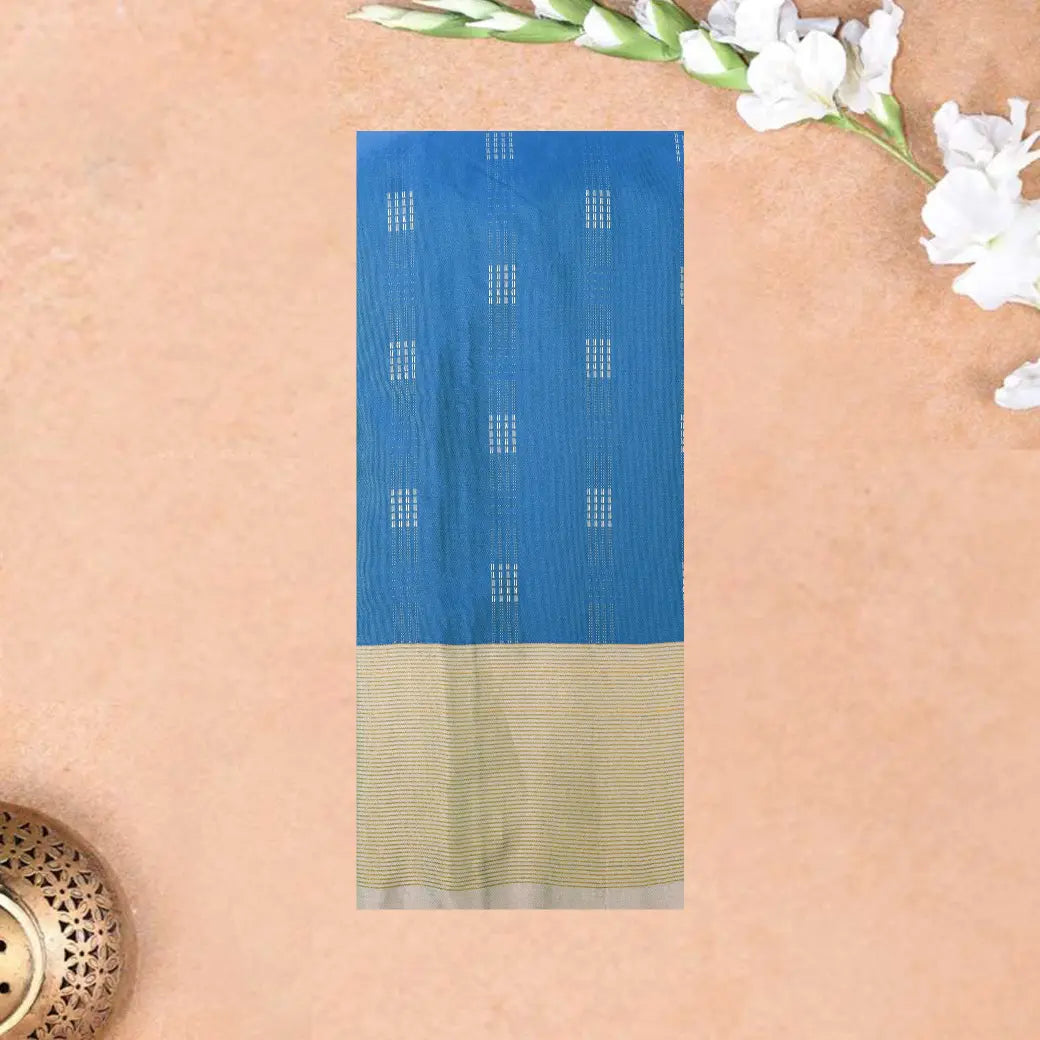 Sky Blue With Light Yellow Arani Silk Saree