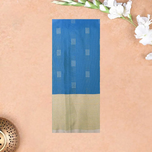Sky Blue With Light Yellow Arani Silk Saree