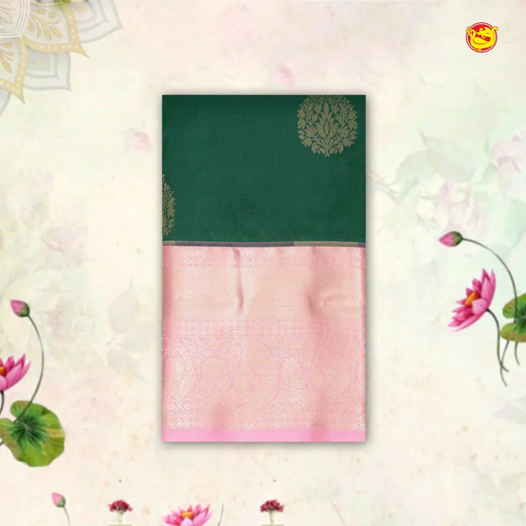 Bottle Green with Pink Soft Silk Saree
