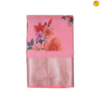 Peach Digital Floral Design Pure Kanjivaram Subhalaya Soft Silk Saree - Thenianantham