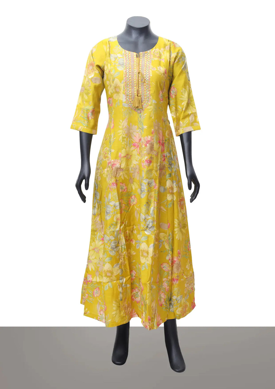 Yellow Printed Ladies Branded Readymade Long Top