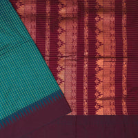 Teal Green With Maroon Premium Quality Kalyani Cotton Saree