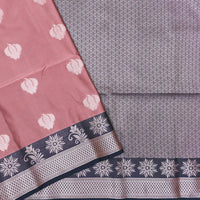 Dusty Rose with Navy Blue Soft Silk Saree