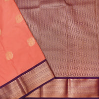 peach purple or wine-colored border and pallu Soft Silk Saree