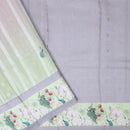 LIGHT GREEN WITH GREY Semi  Burberry Silk Saree