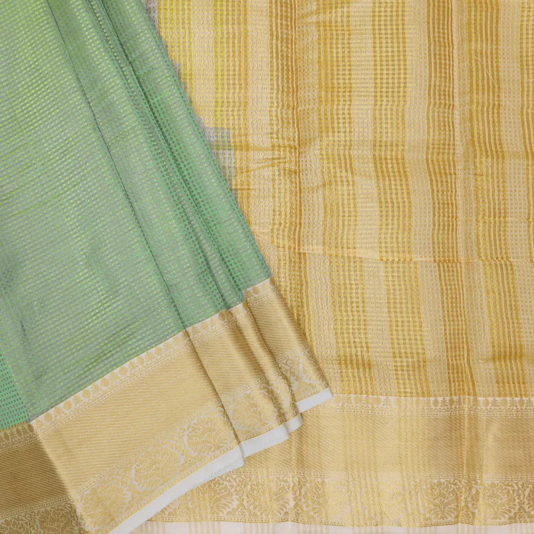 Pastel Green with Gold Tissue Semi Silk Saree