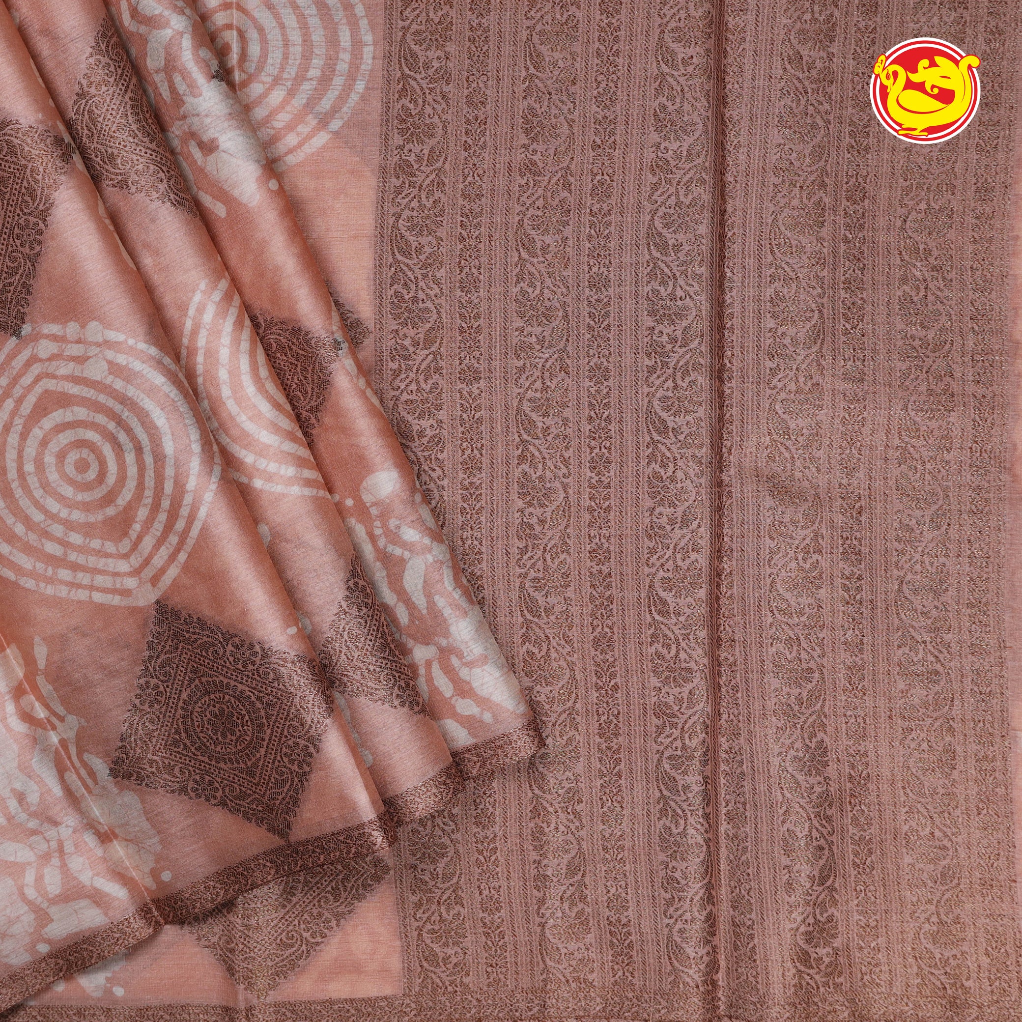 Pastel colour Pure tussar saree with batik prints