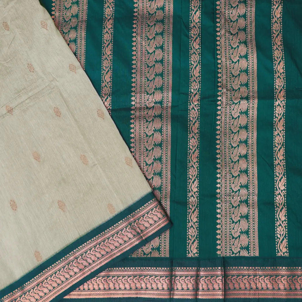 Sandal With Green Premium Quality Kalyani Cotton Saree