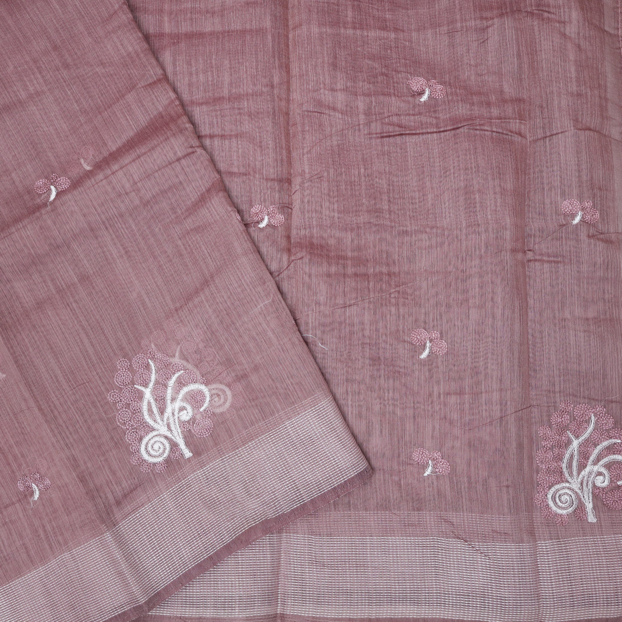 Rosy brown Color Linen Cotton Saree