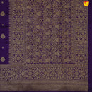 Dark Purple With Floral Motifs Copper Zari Khadi Banarasi Tussar Silk Saree - Thenianantham