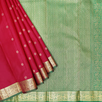 Red With Green Gold Zari Yuvana Semi Soft Silk Saree