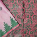 Light Pink with Green  Tissue Silk Saree