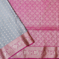 Grey with Pink Soft Silk Saree