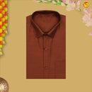 Rust Brown With White Readymade Shirt And Matching Border Dhoti Set for Men