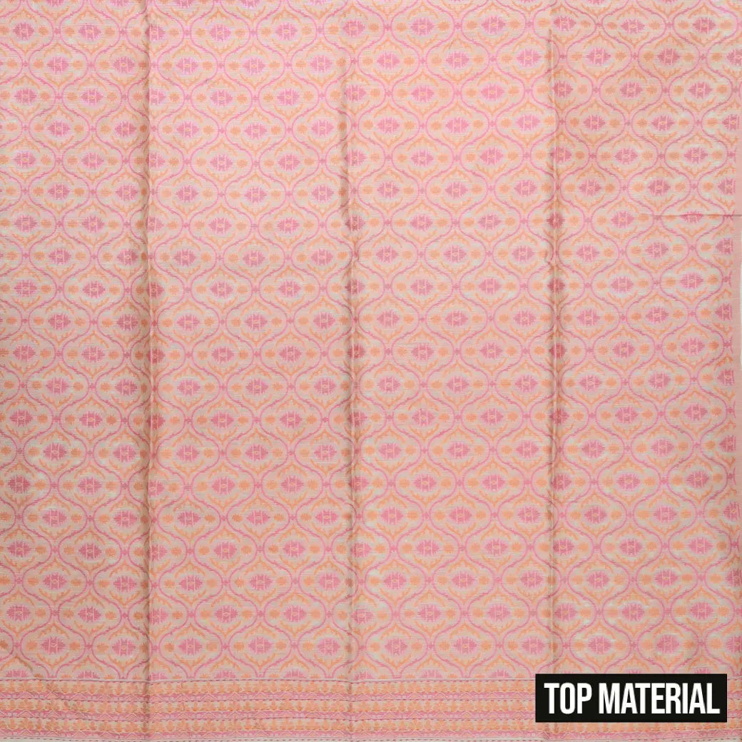Off-white with Light Pink Ladies Cotton Chudithar Set Material
