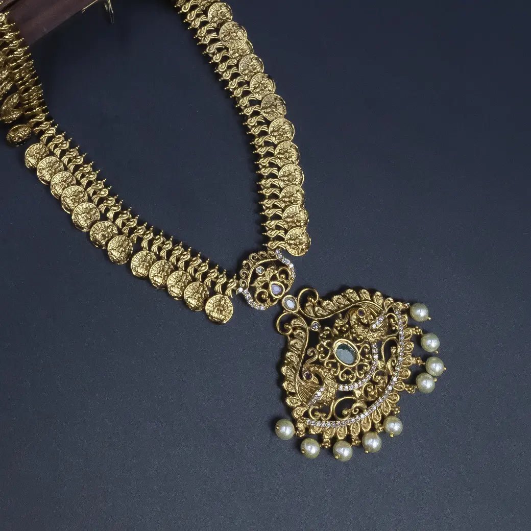 Antique long Lakshmi coin haram chain and earrings