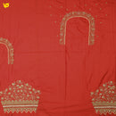 Coral Red Bridal Aariwork Blouse