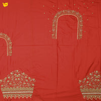Coral Red Bridal Aariwork Blouse