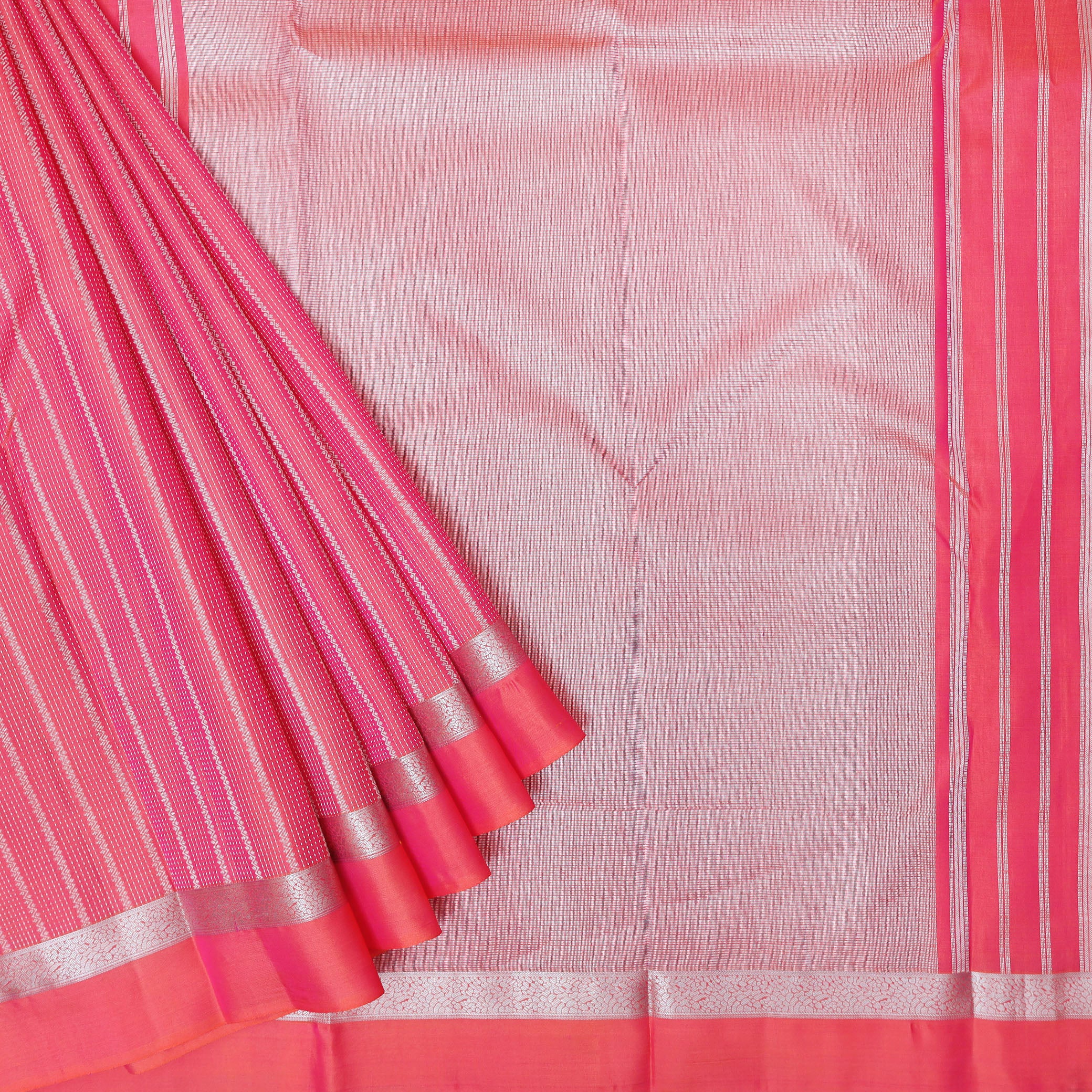 Rose Pink Gold Zari Border Yuvana Semi Soft Silk Saree