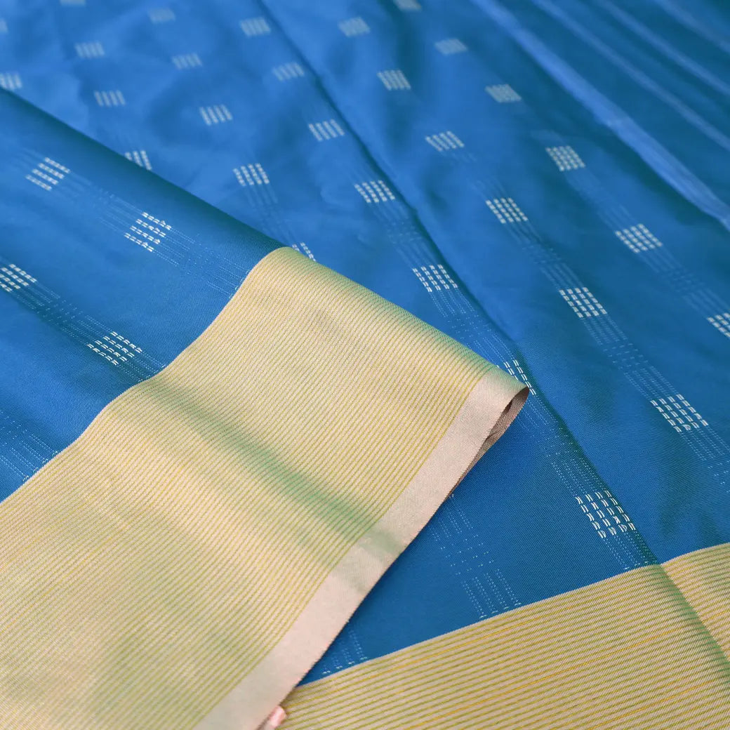 Sky Blue With Light Yellow Arani Silk Saree