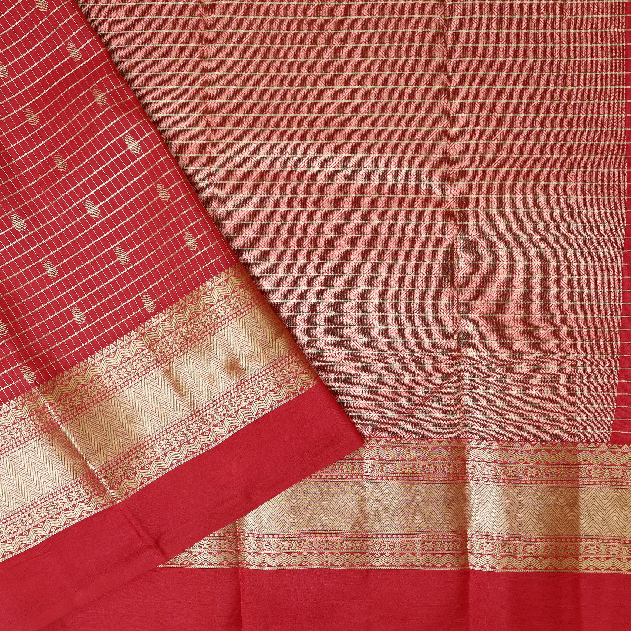 Red Colour With  Gold Zari Yuvana Semi Soft Silk Saree