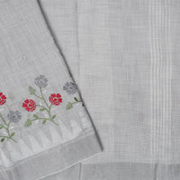 Grey Color Linen Cotton Saree