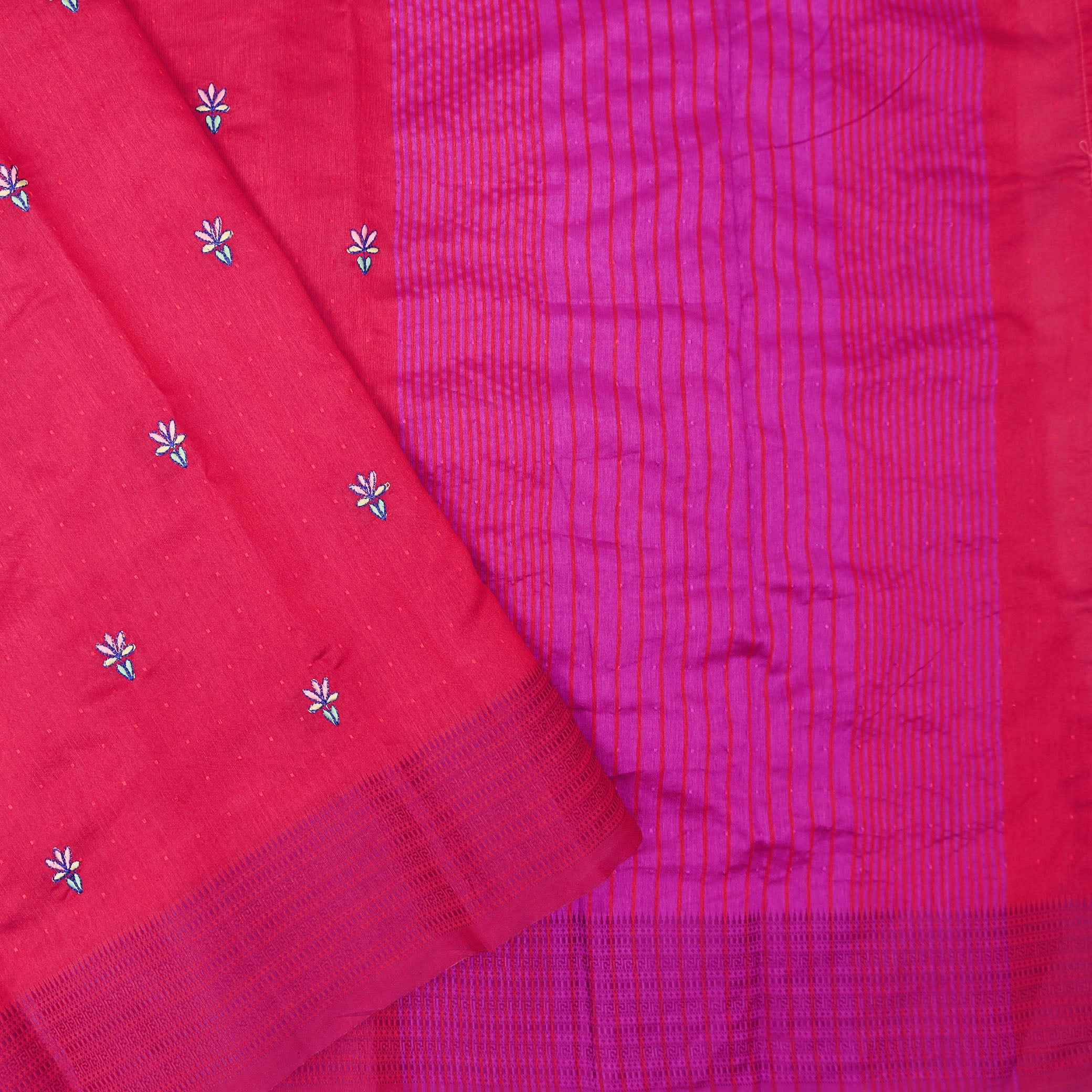 Red With Pink  Fancy Saree