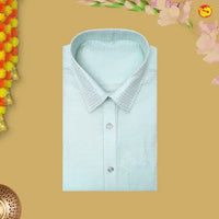 Sea Green Colour Readymade Shirt And Matching Border Dhoti Set for Men