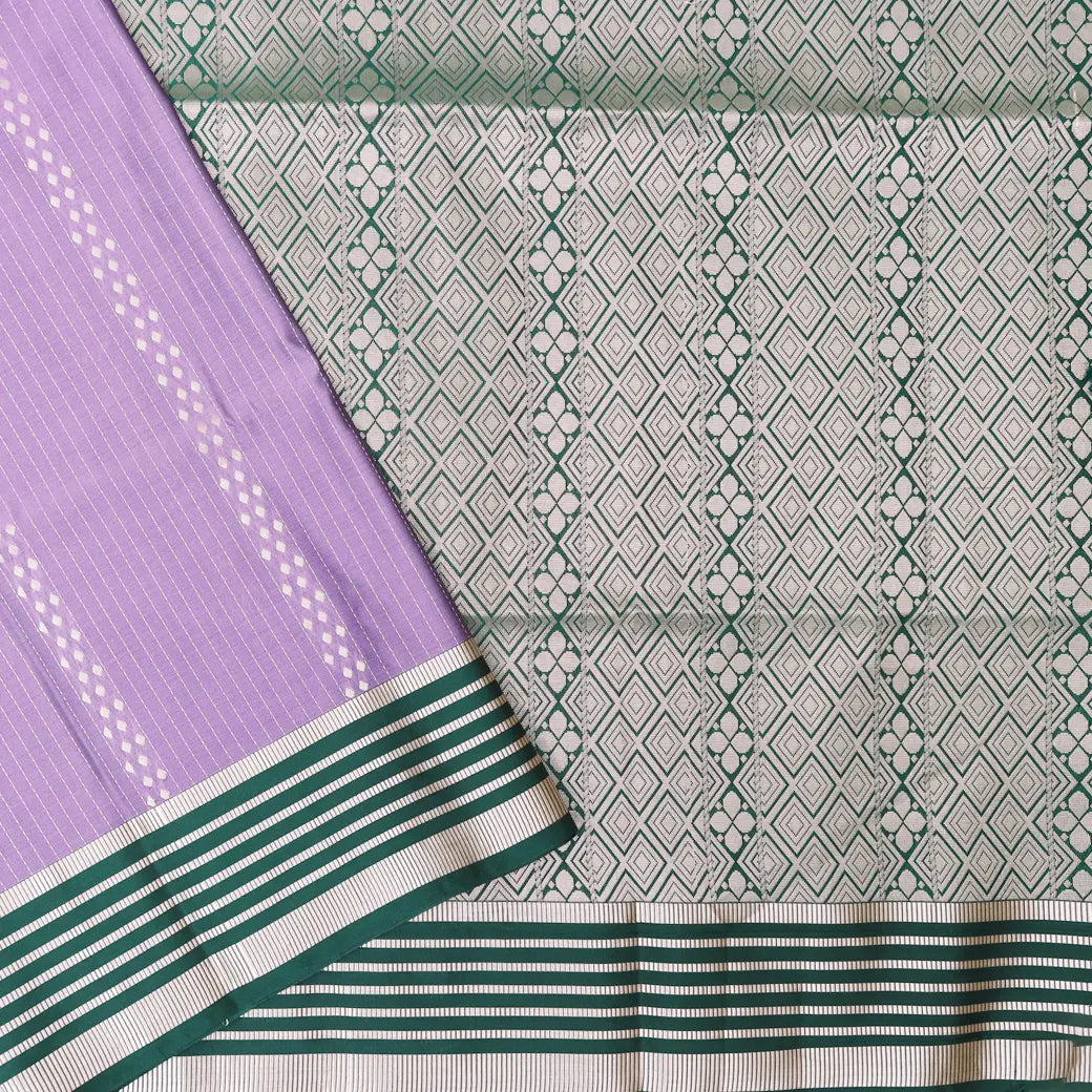 lavender with green Soft Silk Saree