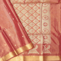 pinkish red Tissue Silk Saree