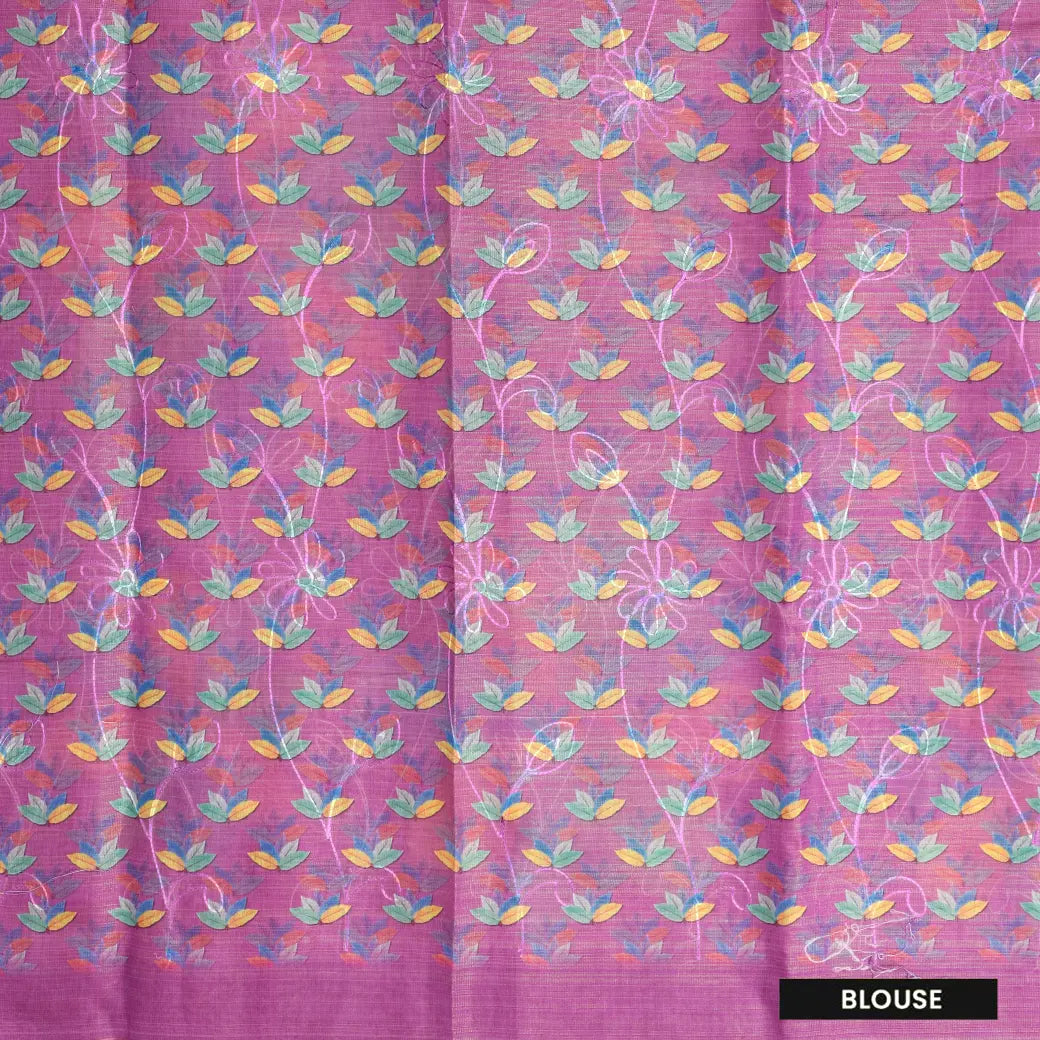 Lavender with Floral Design Trendy Tissue Fancy Saree