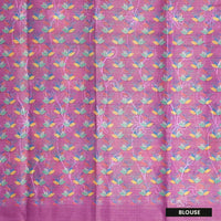 Lavender with Floral Design Trendy Tissue Fancy Saree