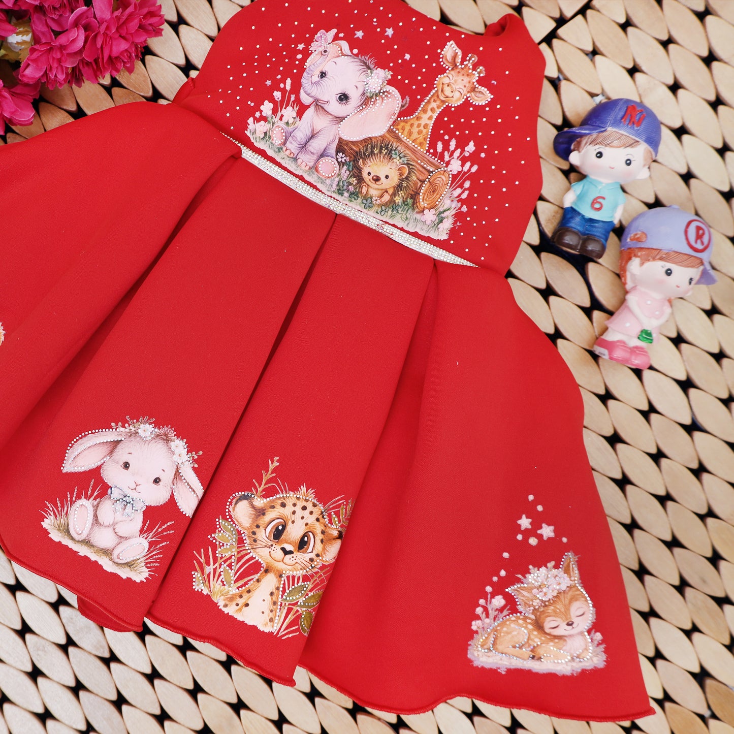 Red Color Girls Branded Readymade Short Frock