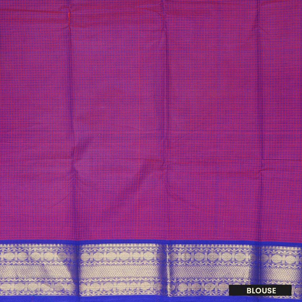 Magenta With Royal Blue Contrast Border Pure Cotton Saree