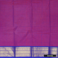 Magenta With Royal Blue Contrast Border Pure Cotton Saree