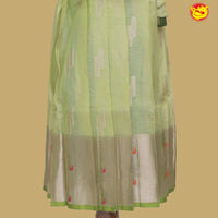 Olive Green and Pastel Green Girls Branded Readymade Pattu Pavadai Set