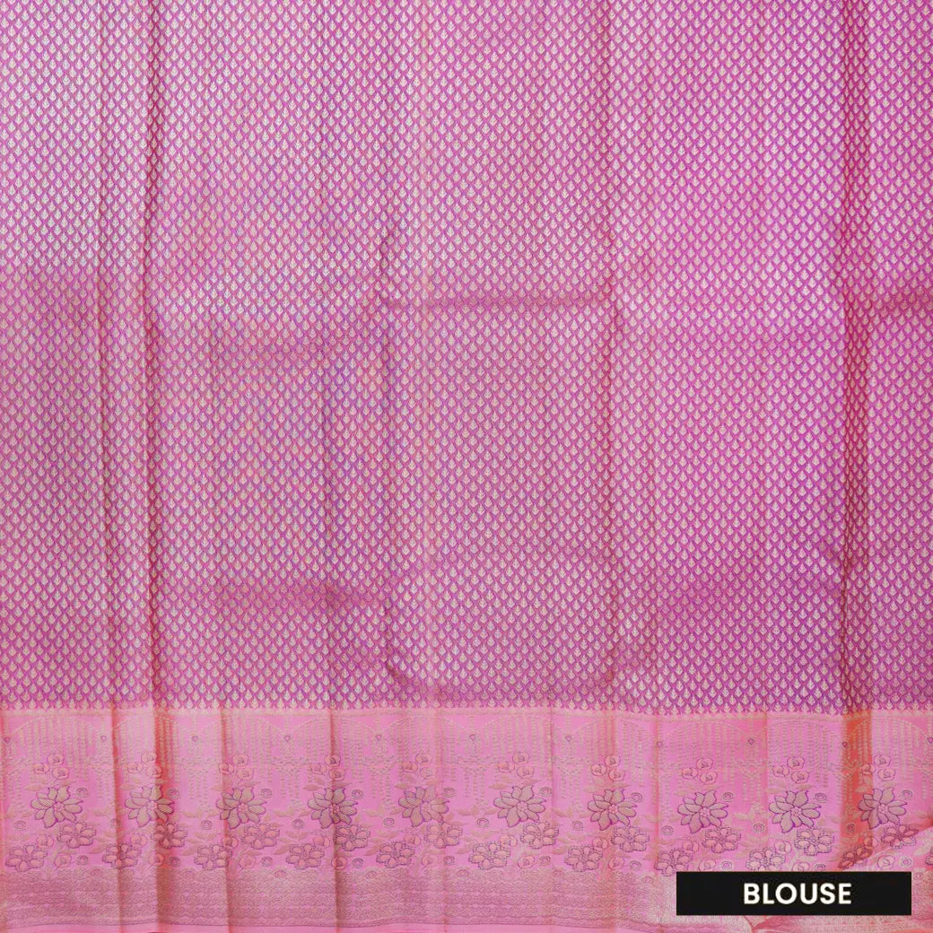 Purple with Light Pink  Kanchipuram Wedding silk saree