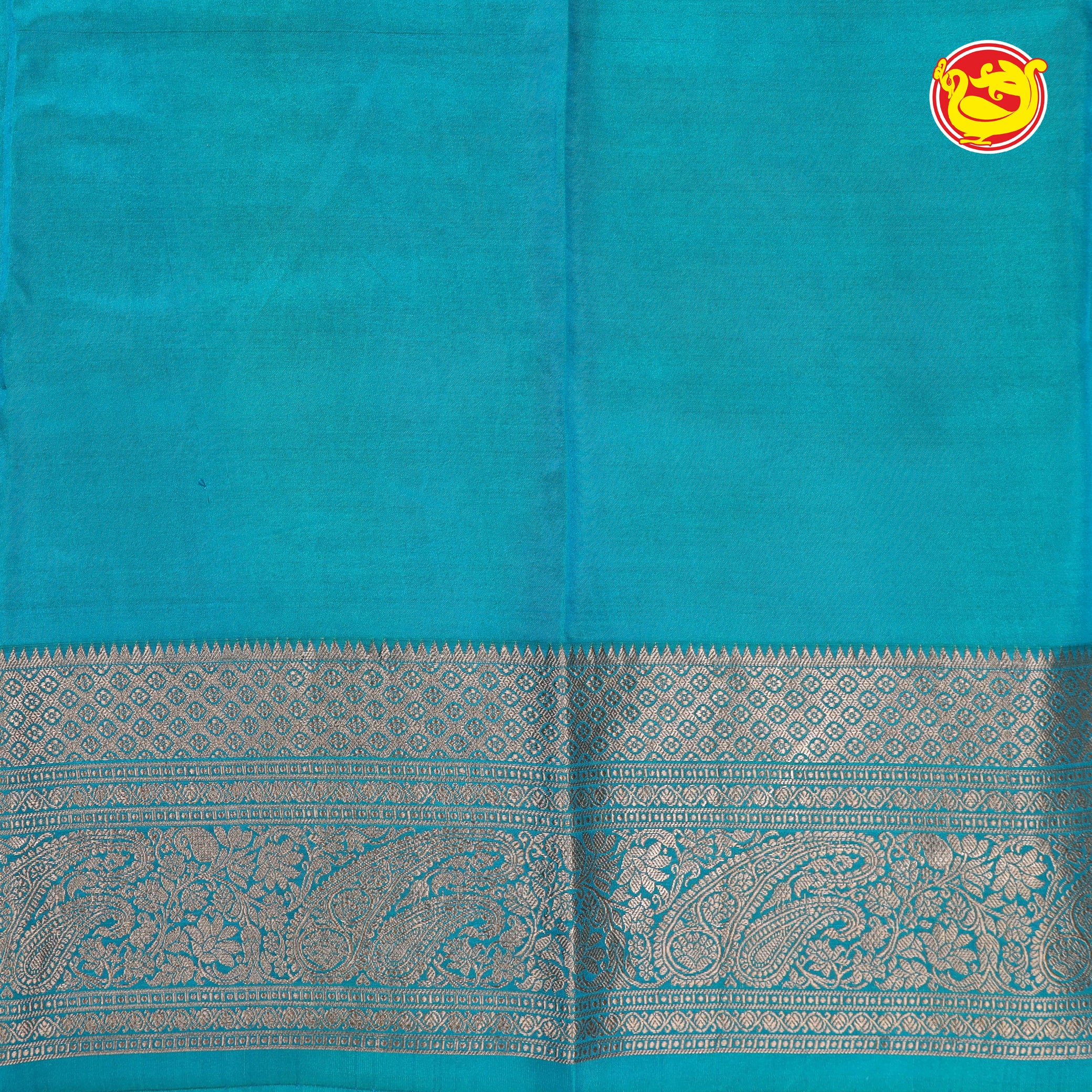 Light sky blue digital printed Kanjeevaram silk saree