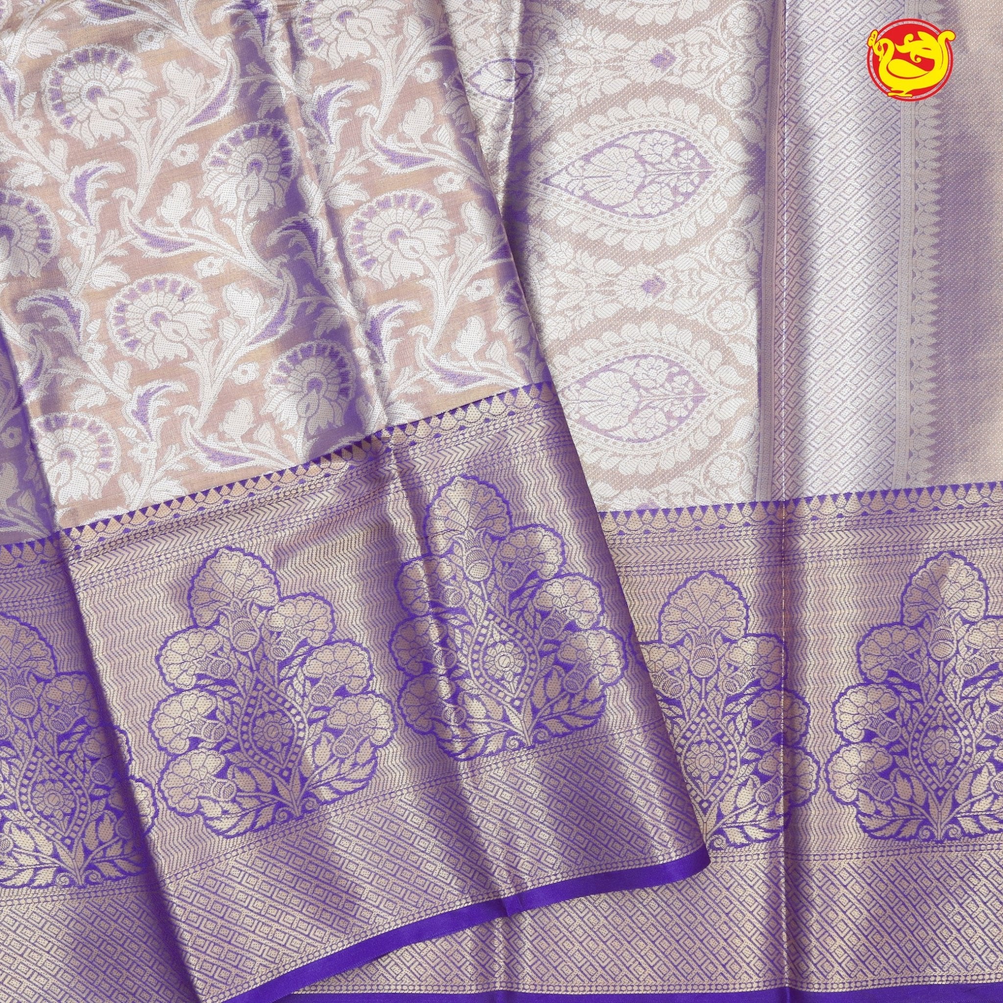 Gold with Lavender Traditional Soft Silk Saree