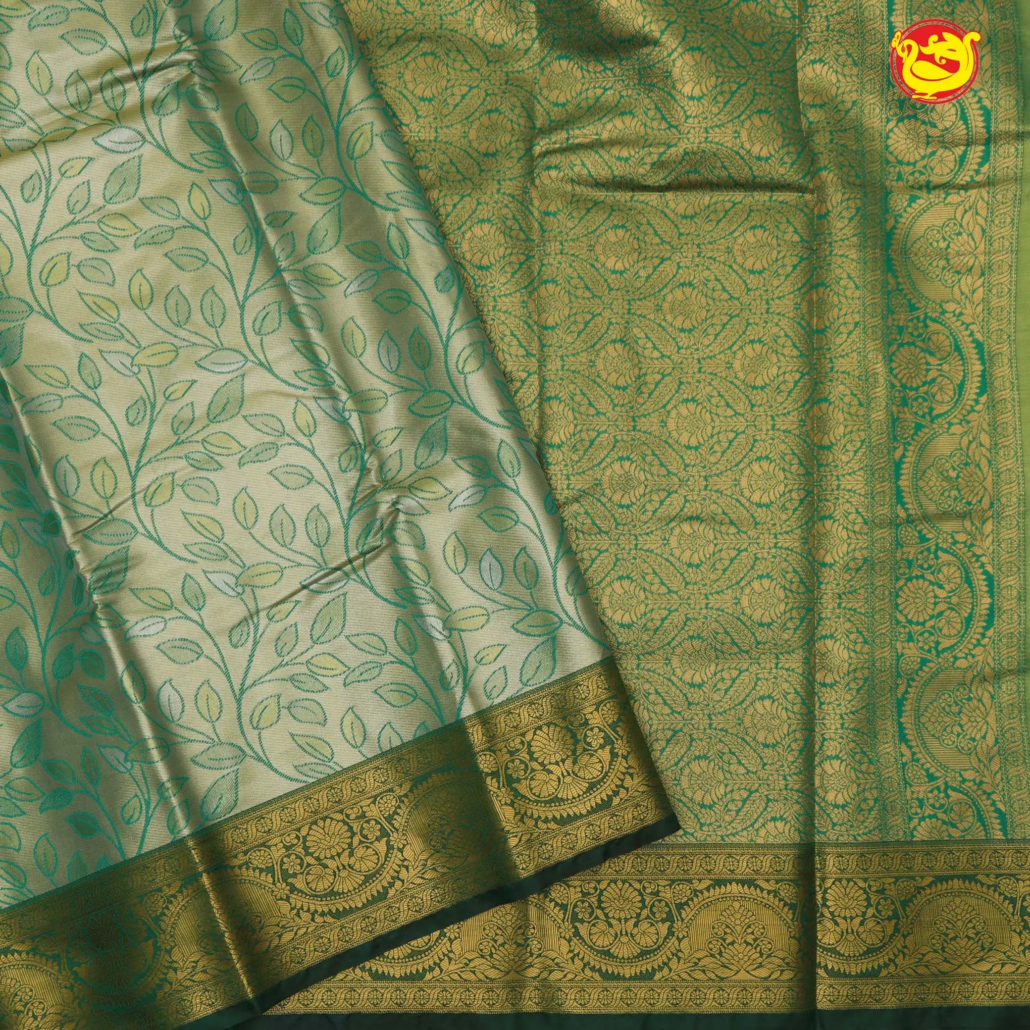 Light green semi bridal silk saree