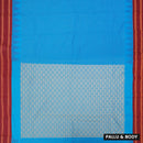Blue With Maroon  Small Checked Pattern Pure  Cotton Saree without Blous