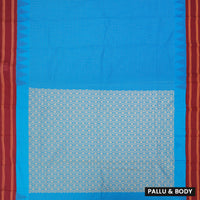 Blue With Maroon  Small Checked Pattern Pure  Cotton Saree without Blous